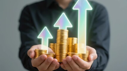 Maximize financial success and achieve freedom performance in investments, illustrating growth with coins and upward arrows for ultimate prosperity