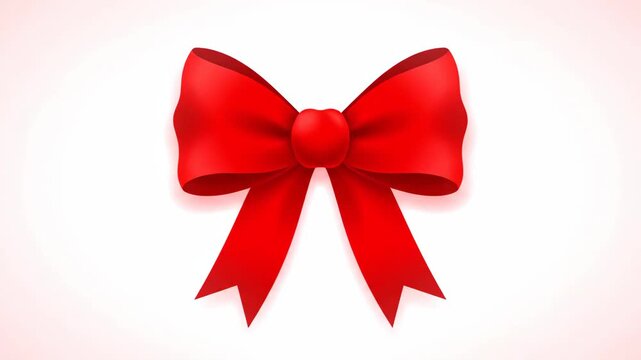 A vibrant red stylized vector illustration of a silk ribbon tied into a perfect bow for festive holiday gift wrapping and celebratory decorations