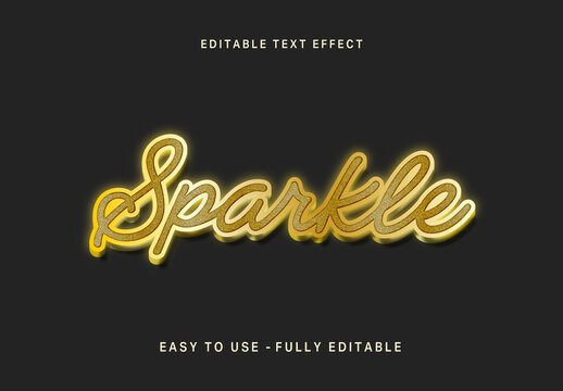 Gold Glitter Text Effect Sparkle Script Outline Font