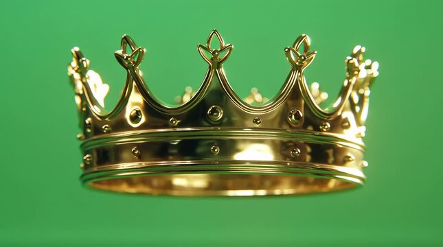 Golden Crown Spinning on Green Screen &ndash; King Crown Rotating Motion