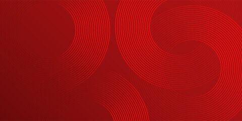 Modern red background with glowing curve lines. Modern shiny red gradient geometric circle lines pattern abstract simple