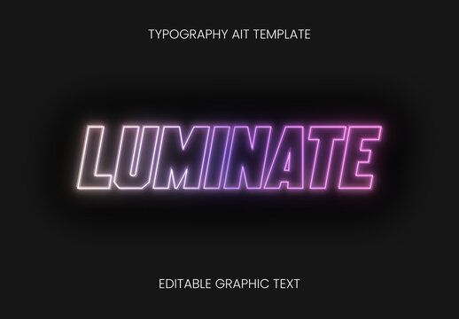 Purple And Pink Glowing Neon Gradient Outline Text Effect Bordered Shiny Font