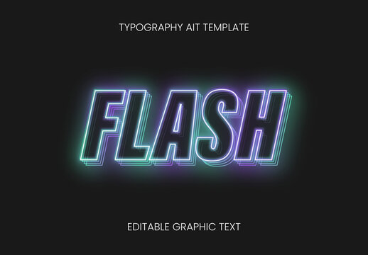 Neon Glow Outline Text Effect