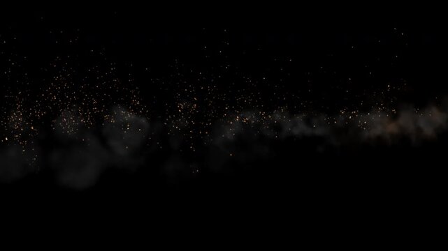 smoke and particles flying behind a rapidly advancing fireball. alpha channel 4k resoluiton