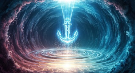 Mystical Anchor in a Cosmic Vortex - A Digital Art Piece.