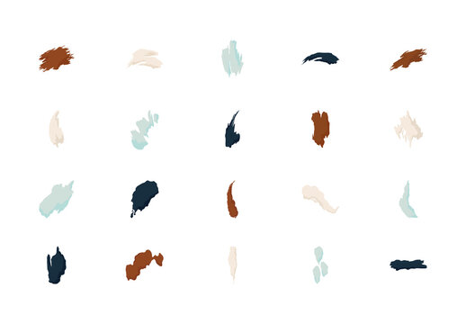 Colorful Brush Strokes Abstract Splash Paint Illustrations Set
