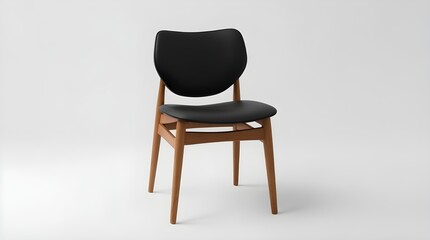 Sleek, modern dining chair with a clean and minimalistic design. The chair has a smooth black upholstered seat and backrest, offering a refined appearance suitable for contemporary interiors.
