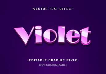 Violet Dark Purple Metallic Text Effect Glossy Bold Font