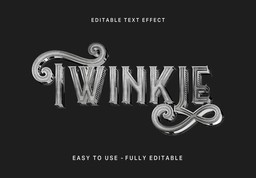 Silver And Black Metallic Glitter Text Effect Chrome Vintage Ornate Font