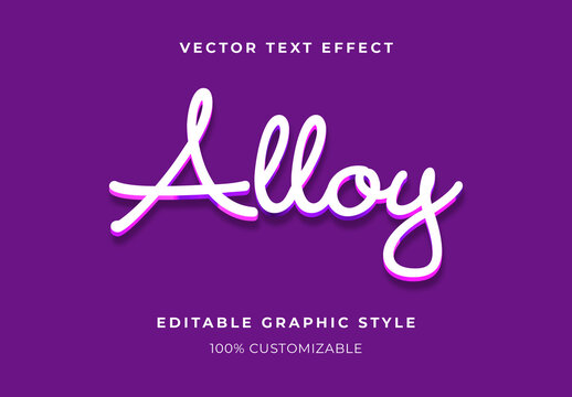 White Dark Purple Metallic Text Effect Script Retro Stylish Glow Font