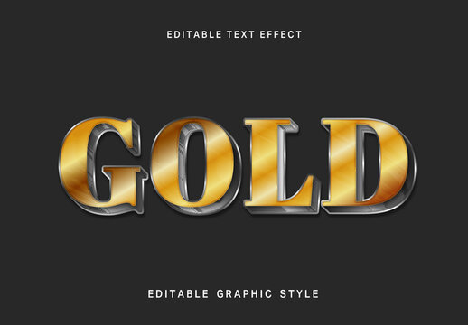 Silver and Gold Text Effect Metallic Luxury Bold 3D Font