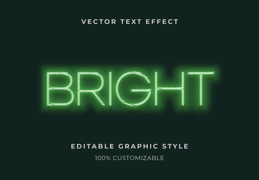 Green Neon Glow Text Effect Luminescent Light Bright Font