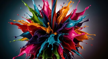 Explosion of Vibrant Colors - A Dynamic Paint Splash Artwork.