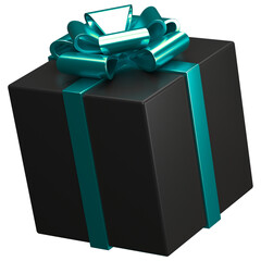 Black Gift Box with Teal Ribbon