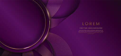 Luxury Purple and Gold Abstract Background with Curved Lines