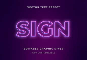 Purple Neon Glow Text Effect Retro Outline Font
