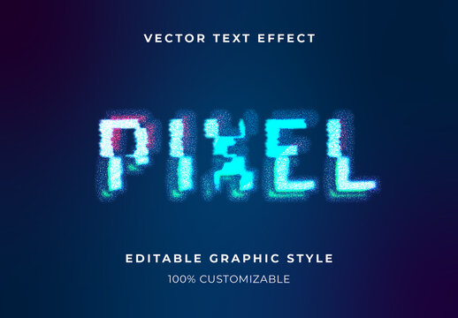 Blue And Red Night Glitched Text Effect Pixel Glitch Digital Distorted Font