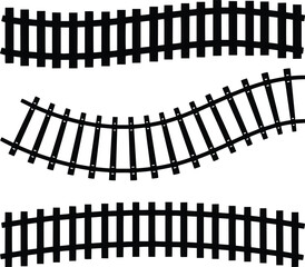  railway trains tracks straight curved icon vector