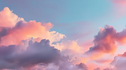 Colorful Sky with Pink and Purple Clouds at Sunset with Bright Pastel Light for Adobe Stock Photo