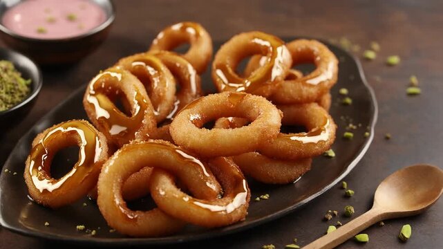 Sweet pretzels with nut toppings.