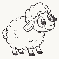 Cartoon sheep with big eyes and fluffy wool illustration