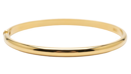 Simple gold bangle bracelet isolated on transparent background