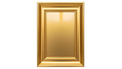 Ornate golden rectangular frame with recessed panel isolated on transparent background