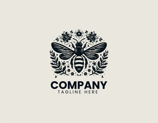 Obraz premium Breeder Bee Flower black vector logo illustration