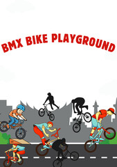Fototapeta premium BMX Bike Playground A Vibrant Illustration of Urban Cycling Culture and Freestyle Stunts