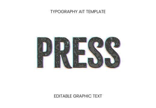 Black Halftone Print Script Retro Text Effect Bold Grunge Font