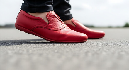 Red leather slip on shoes