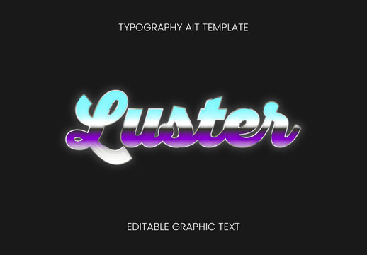 Blue And Purple Beveled Chrome Script Retro Text Effect Bold Shiny Gradient Font