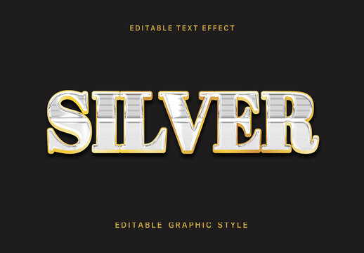 Silver and Gold Text Effect Metallic Luxury Outline Font