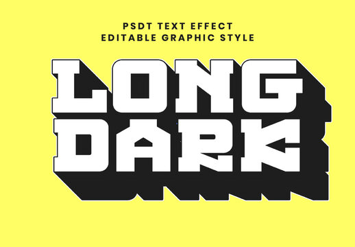 White And Black Long Dark Shadow Text Effect Strong Thick Font