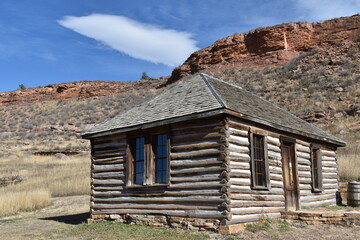 Log cabin in the desert 