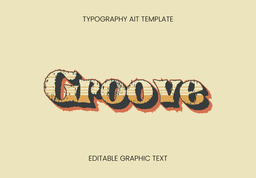 Brown And Yellow Retro Stripes Script Retro Text Effect Vintage Groovy Shadow Font