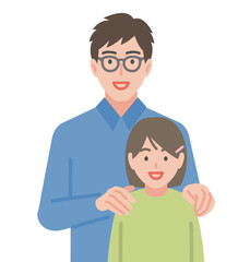 笑顔で並ぶ娘と父親