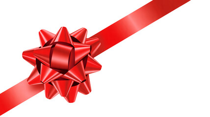 Elegant red ribbon and bow for holiday gifts, adding a touch of festivity