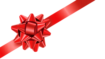 Elegant red ribbon and bow for holiday gifts, adding a touch of festivity