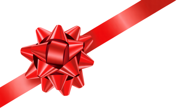 Elegant red ribbon and bow for holiday gifts, adding a touch of festivity