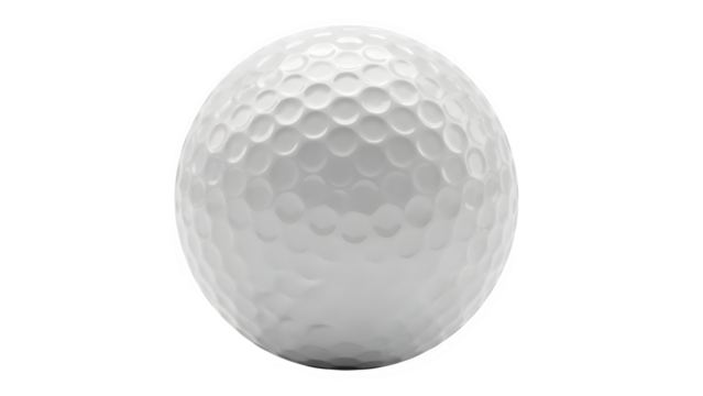 Single white golf ball isolated on transparent background