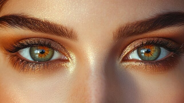 Close-up of two closed eyes with natural eyelashes and groomed eyebrows on smooth skin conveying calm serenity - Powered by Adobe