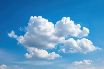 White Fluffy Cumulus Clouds Against Bright Blue Sky Background Creating Serene Atmospheric Scene