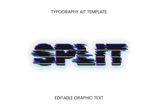 Black And Blue Chromatic Aberration Glitch Text Effect Distorted Bold Font