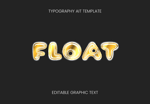 Gold Shiny Foil Balloon Text Effect Inflated Bubble Shiny Font
