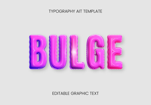 Pink And Purple Inflated 3D Balloon Text Effect Shiny Glossy Bubble Inflate Font
