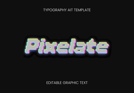 Gray Chromatic Aberration Glitch Text Effect Pixelate Distorted Font