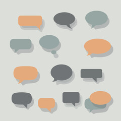 Orange Gray Blue Speech Bubbles Icons Set Isolated