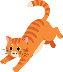 Orange Tabby Cat Leaping Playfully Vector Illustration