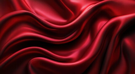 Obraz premium flowing red silk fabric with glossy folds and deep highlights conveying an elegant sensual atmosphere